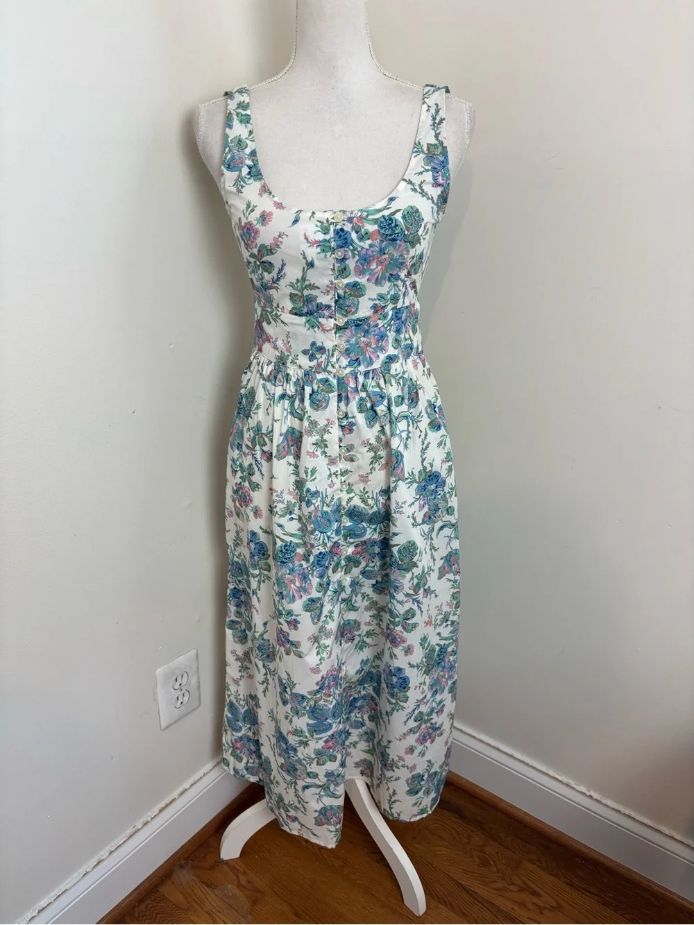 J.Crew Button-Front Cotton Poplin Dress in English Garden Size 00